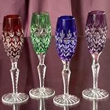 SET OF 4 24% CRYSTAL COLORED DYNASTY FLUTE GLASSES
