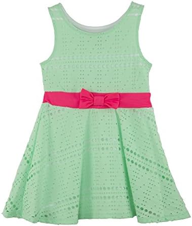 (F090) Sweet Vintage Little Girls Lined Mesh Dress with Ribbon Bow in Mint Size: 6X