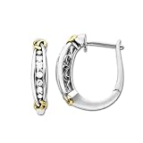 Sterling Silver and 14k Gold Diamond Love Knot Hoop Earrings