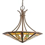 Kichler Lighting 65054 3-Light Steveston Art Glass Inverted Pendant, Dore Bronze