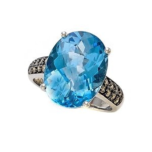 10.84 cttw Genuine Blue Topaz Ring by Effy CollectionŽ in 14k White Gold Size... by