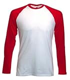 Fruit of the Loom Long Sleeve Baseball T Shirt in 4 colour combos