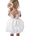 Topmaker Backless A-line Lace Back Flower Girl Dress (5Y, White)