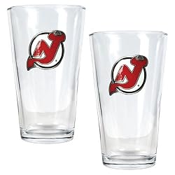 New Jersey Devils NHL 2pc Pint Ale Glass Set - Primary Logo by Great American Products