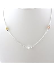 Tri-Color Rose, Yellow Gold Plated Sterling Silver Diamond Cut Nickel Free Chain Necklace Italy 16-18 Inch