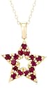 Yellow Gold Overlay Sterling Silver Ruby  & Diamond Accent Star Pendant, 18"