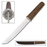 Samurai Tanto w/ Grooved Wood Handle and Sheath