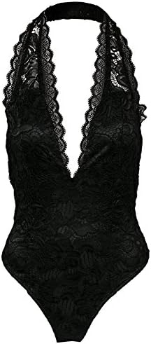 NLY One Women's Deep Front Lace Body Black Size Small 90% polyamide and 10% elastane.