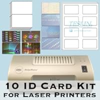 10 ID Card Kit - Laminator, Laser Teslin, Butterfly Pouches, and Holograms - Make PVC Like ID Cards