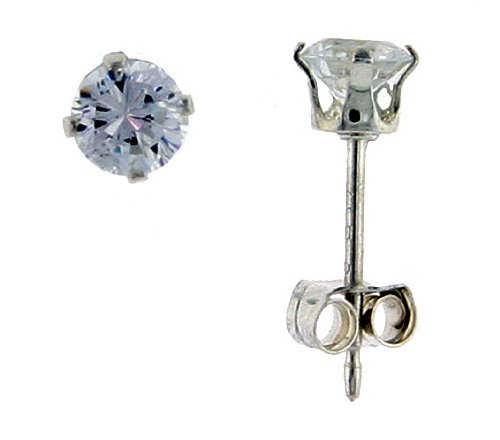 Sterling Silver 3 mm (0.10 Carat Size each) Brilliant Cut CZ Stud Earrings