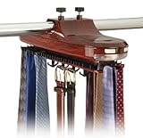 IMAGE OF REVOLVING lighted TIE & BELT RACK hook ORGANIZER NEW