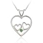 Sterling Silver Double Heart Genuine Emerald Heart Pendant
