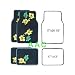 A Set of 4 Universal Fit Plush Hawaiian Hibiscus Floral Carpet Floor Mats for Cars / Truck - Navy Floor Mats with Yellow Hibiscus