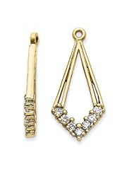 14k Yellow Gold G-H SI2 Quality Diamond Earrings jacket. Carat Wt- 0.35ct