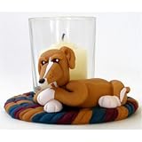 Whippet Cozy Up Votive-Tan and White