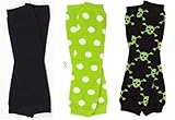 IMAGE OF Rockin' 3 pack Baby Leg warmers gift set in green, black, skulls by My Little Legs