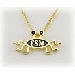 Small 'shapely' Flying Spaghetti Monster Pendant/Necklace - bright gold finish