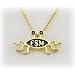 Small 'shapely' Flying Spaghetti Monster Pendant/Necklace - bright gold finish