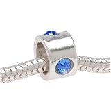 412aziGP0%2BL. SL160  Sterling Silver Bead W/ March Birthstone Sapphire Color