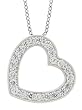 Platinum Plated Sterling Silver White Cubic Zirconia Heart-Shaped Pendant, 16+2 Extender