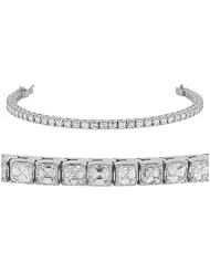 Diamond Bracelet - Asscher Cut Diamond Tennis Bracelet in 18k White Gold