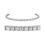 Diamond Bracelet - Asscher Cut Diamond Platinum Tennis Bracelet