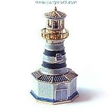 Lighthouse Box Swarovski Crystals 24K Gold Beacon Jewelry, Trinket, Pill Box ...