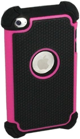 ASleek Hybrid Hot Pink & Black Armor Case Cover for Apple iPod Touch 4th Generation 4G