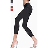 (7477) Black, Std. Size (100-175 lbs) Fancy Opaque Capri Tights