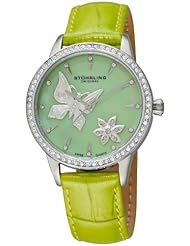 Stuhrling Original Womens 518.1115L88 Vogue Audrey Verona Mariposa Quartz Swarovski Crystal Mother-Of-Pearl Green Watch