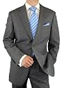 Modern Fit Suit Signature Collection Mens Suit Italian Merino Wool 140s Two Button Jacket Plus Pants Modern Business Suit Chacoal Gray with Stripe