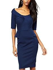 Knee Length Elbow Length Sleeves Ruched  Peplum Polyester/Spandex  Dress With Ruffles