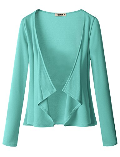 Doublju womens long sleeve jersey knit draped open front cardigan…