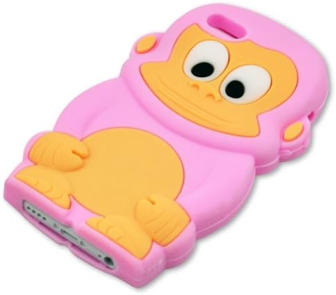 MyBa Pink iphone 5C Lovely 3D Cartoon Animal Monkey Style Soft Silicone Cover Case Compatible For Apple iPhone 5C