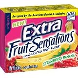 Wrigleys Extra Strawberry Banana Sugarfree Gum, Fruit Sensation - 15 Stick/Pack, 10 ea