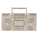 Boombox 2 Finger Ring, Adjustable In Silver Tone