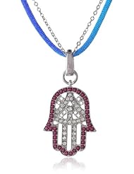 Betsey Johnson "Pave Pendants" Pave Hamsa Pendant Necklace, 21"