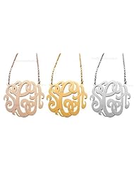 Interlock Filigree Monogram Pendant Necklace, Silver, Yellow or Rose Gold Plated