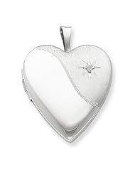 Sterling Silver 20mm with Diamond Star Satin/Polished Heart Locket
