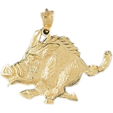Cheap Girls Jewelry Dazzlers Solid 14k Gold Boar Charm Pendant Available in three colors from jewelsberry (weights: 3.9 grams only) For Sale