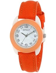 Sprout Unisex ST/1054MPOR Easy-to-Read Mother-Of-Pearl Dial Orange Organic Cotton Strap Watch