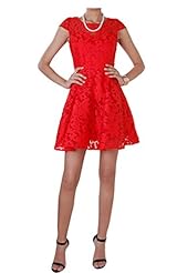Sweetheart Cap Sleeves Lace Cotton/Nylon Full-Skirt Party Dress/Mini Dress 