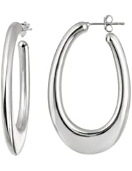 Sterling Silver Medium Graduated Oval Post Hoop Earrings