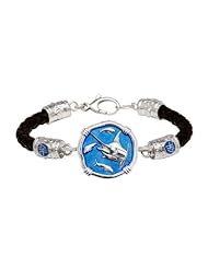 Guy Harvey Blue Enamel Marlin Leather Bracelet