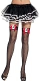 9083 Queen of Hearts Fishnet Thigh High w/ Red Bow & Cards