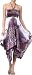 Paisley Design Satin Feel Beaded Halter Smocked Bodice Handkerchief Hem Dress