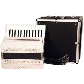Barcelona Full-Size 30 Key Piano Styled Accordion - White with Free Locking Case