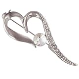 Silver Tone Fancy Decorative Clear Rhinestone Pin Brooch