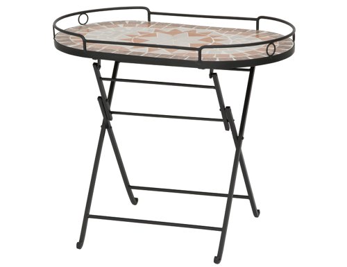 Siena Garden 573318 Serviertisch Finca, Gestell schwarz, Stellfl&auml;che in Mosaik-Optik, L 68 x B 41 x H 60 cm