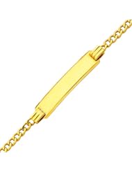 14K Yellow Gold 2.5mm Hollow Baby ID Concave Curb Bracelet with Spring Ring Clasp - 6" Inches